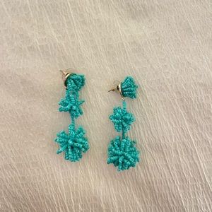 Blue Beaded Statement Earrings